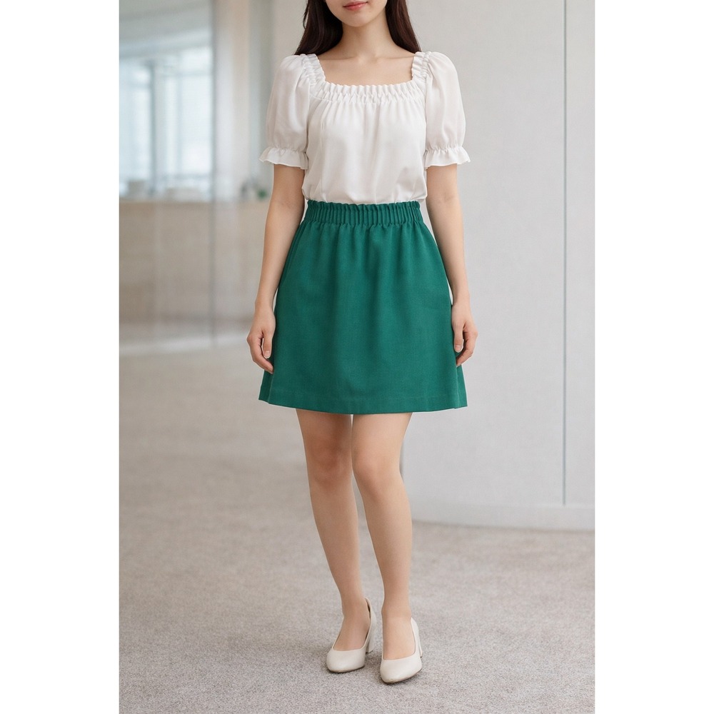 J.Crew Gathered Waist Mini Skirt Womens 4 Emerald